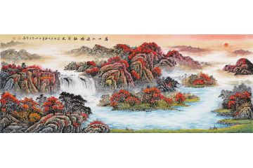 流水生财装饰画 易天也聚宝盆《万山红遍鸿福齐天》