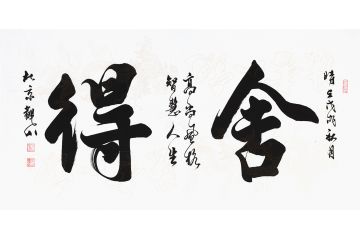 二字书法 观山新品行书书法《舍得》