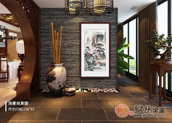 进门玄关挂什么画好 北京艺术家协会会员李佩锦山水画当为首选