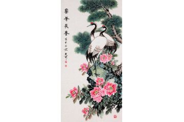 石开老师精美祝寿松鹤图《富贵长春》