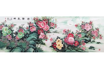 国礼书画家石开新品国画牡丹图《锦绣乾坤》