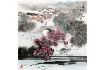 江南风景画 诸明最新小品画《小桥流水人家》
