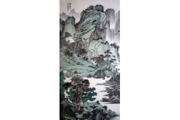 林德坤最新力作四尺竖幅国画作品《溪山积翠》