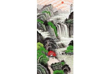 绿色装饰画 李林宏新品旺财风水画《福地安居图》