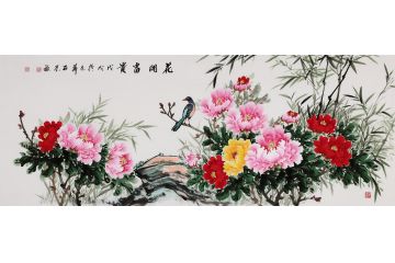 石荣禄最新构图国画牡丹《花开富贵》