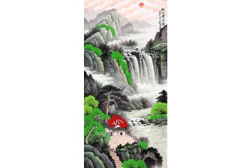 李林宏新品风水画四尺竖幅作品《福地安居图》