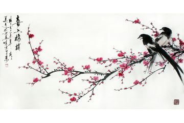 精品推荐 实力派画家郑晓京写意画《喜上眉梢》