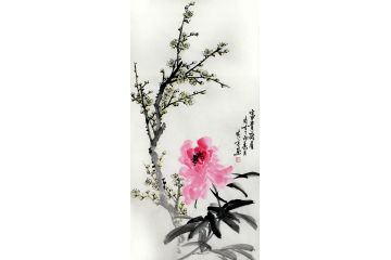 郑晓京三尺竖幅花鸟画作品《富贵齐眉》