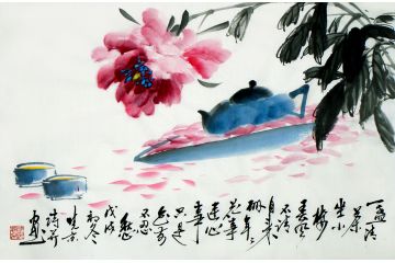 实力派画家郑晓京写意精品《春茶》