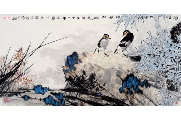 中美协画家王忠义写意花鸟画《兰生林樾间》
