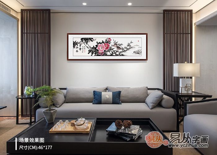 名家客厅花鸟画分享，让沙发背景墙美的很有格调！