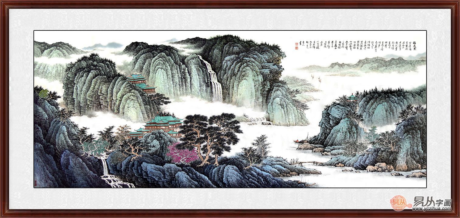 许吉尔原创八尺横幅国画山水画作品《福居图》
