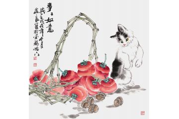 餐廳裝飾畫 晉葆良四尺斗方花鳥畫《事事如意》