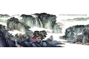 许吉尔原创八尺横幅国画山水画作品《福居图》