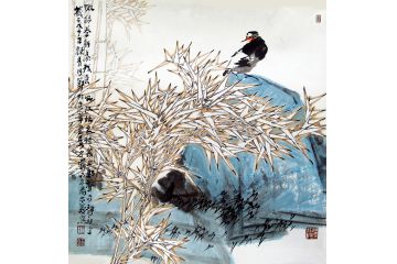 中美协画家王忠义新品写花鸟画《嫩绿卷新叶》