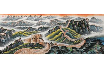 宋唐最新力作國畫萬里長城山水畫作品《金色長城》