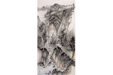 室内装饰画 张利最新写意山水画作品《高山流水》