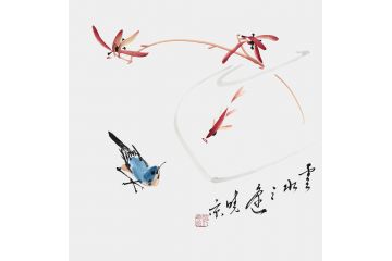鄭曉京老師斗方寫意花鳥畫作品《云水之謠》