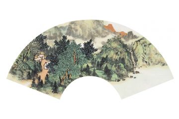 王宁山水画扇面系列作品六《春和景明》