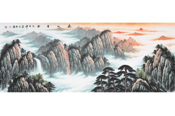 五嶽獨尊 宋唐新品力作山水畫作品《泰山日出》