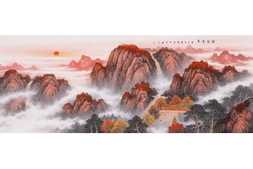 五岳独尊泰山图 李国胜新品山水画《紫气东来》