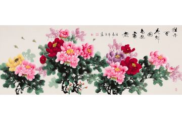 希芸老师六尺牡丹图《牡丹百花魁 国色迎富贵》