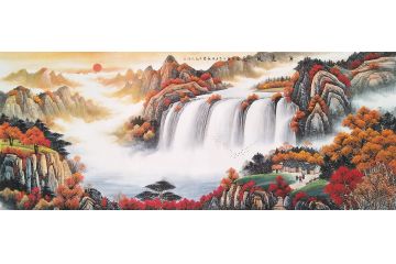 聚宝盆装饰画 刘燕姣八尺山水画作品《源远流长》