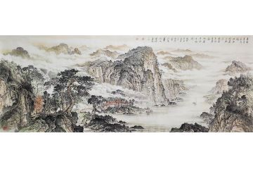 香港国画院院长叶大隐新品写意山水画《送客归江州》