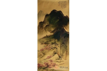 魏金岭三尺金笺山水画作品《杏花小雨正春酣》