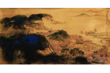 魏金岭三尺横幅山水画作品《阳春二三月》