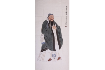 宋元明四尺竖幅工笔人物画《孔子行教像》 圣贤图
