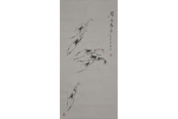 郭岚三尺竖幅鱼虫虾系列画《群龙戏水》