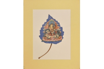 刘进生小尺竖幅叶上作画《佛像二》