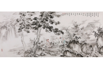 刘雅君六尺横幅山水画作品《黄慎诗意图》