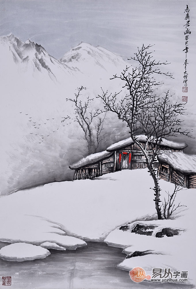 雪原曲日本画图片
