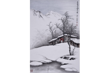 吴大恺三尺竖幅山水画作品《志广居幽》