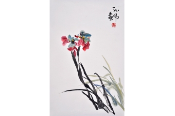 孙伟小尺寸花鸟画作品《鸢尾》