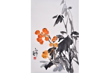 孙伟小尺寸花鸟画作品《枇杷》