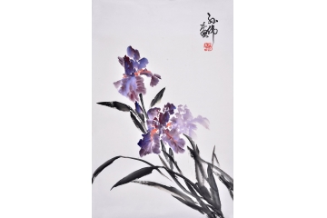 孙伟小尺寸花鸟画作品《鸢尾》