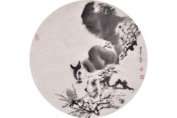 曲展小尺寸动物画作品《松鼠》