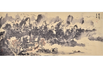 牛玉环三尺横幅山水画作品《无题》