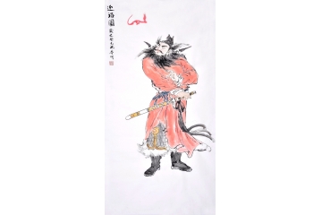 刘春明四尺竖幅人物画作品钟馗《迎福图》 道释画