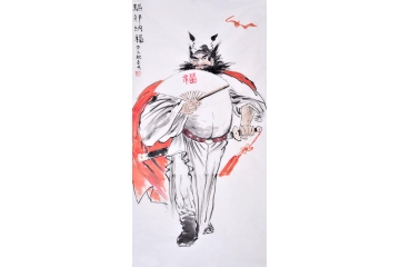 刘春明四尺竖幅人物画作品钟馗《驱邪纳福》 钟馗画