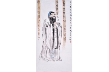 刘春明四尺竖幅人物画作品孔子《孔夫子造像》 肖像画