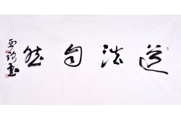 赵亚铭（已故）四尺横幅书法作品草书《道法自然》书房办公室书法字画