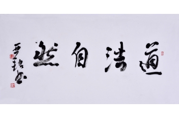 赵亚铭（已故）三尺横幅书法作品草书《道法自然》书房茶楼办公室书法字画