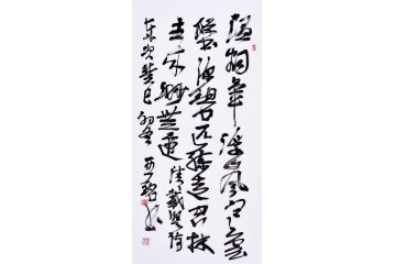 赵亚铭（已故）三尺竖幅书法作品草书《清戴熙诗》书房办公室茶楼书法字画