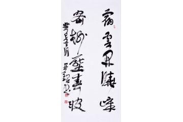 赵亚铭（已故）三尺竖幅书法作品草书《宿云开晓嶂》书房茶楼办公室书法字画