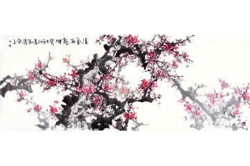 刘海军六尺横幅花鸟画作品梅花图《清气满乾坤》