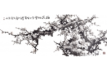 刘海军六尺横幅花鸟画国画梅花图《梅花似雪雪似花》